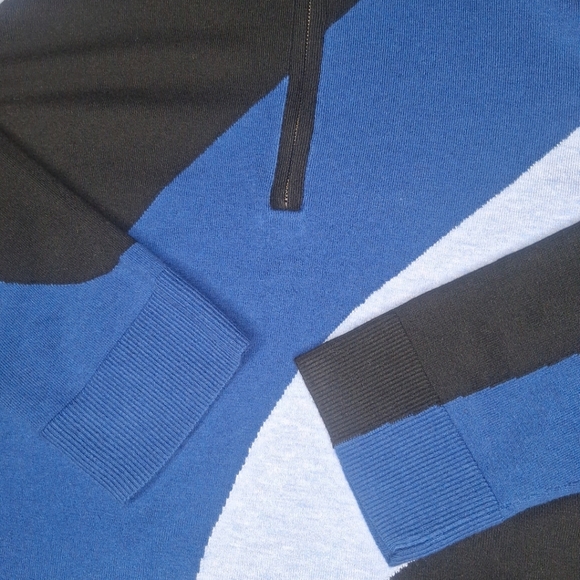 NWT Chico’s Zenergy Luxe Cashmere Blend Royal Blue Colorblock Pullover Sweater - Picture 8 of 16